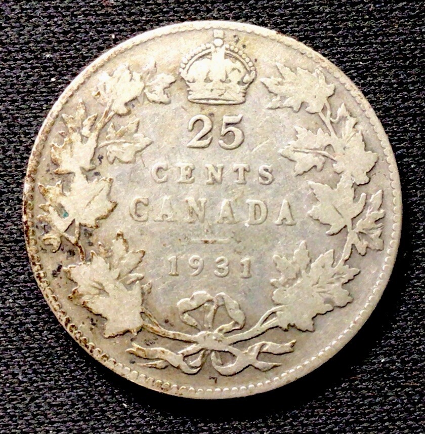 1931 Canada Silver! 25 Cent! Low Mintage! ENN Coins