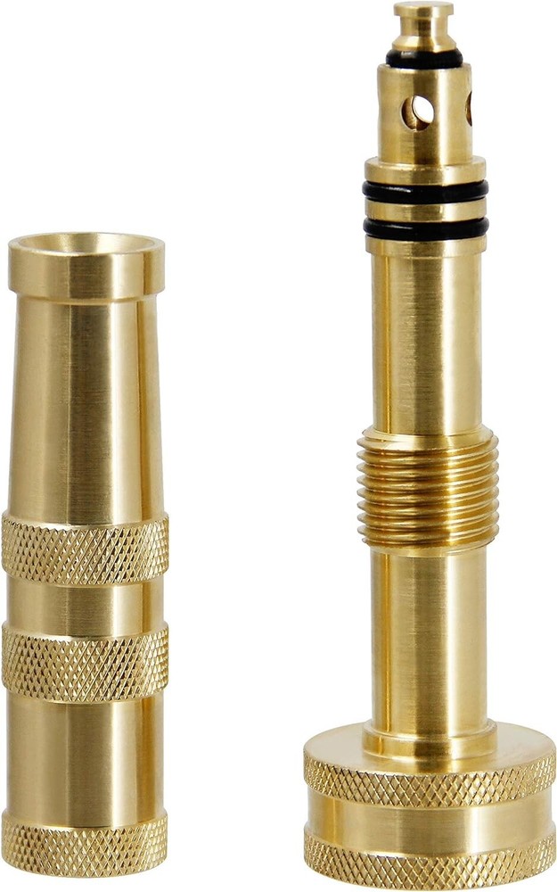 Solid Brass Adjustable Garden Hose Nozzle Set - 4 Spray Holes for Max Flow