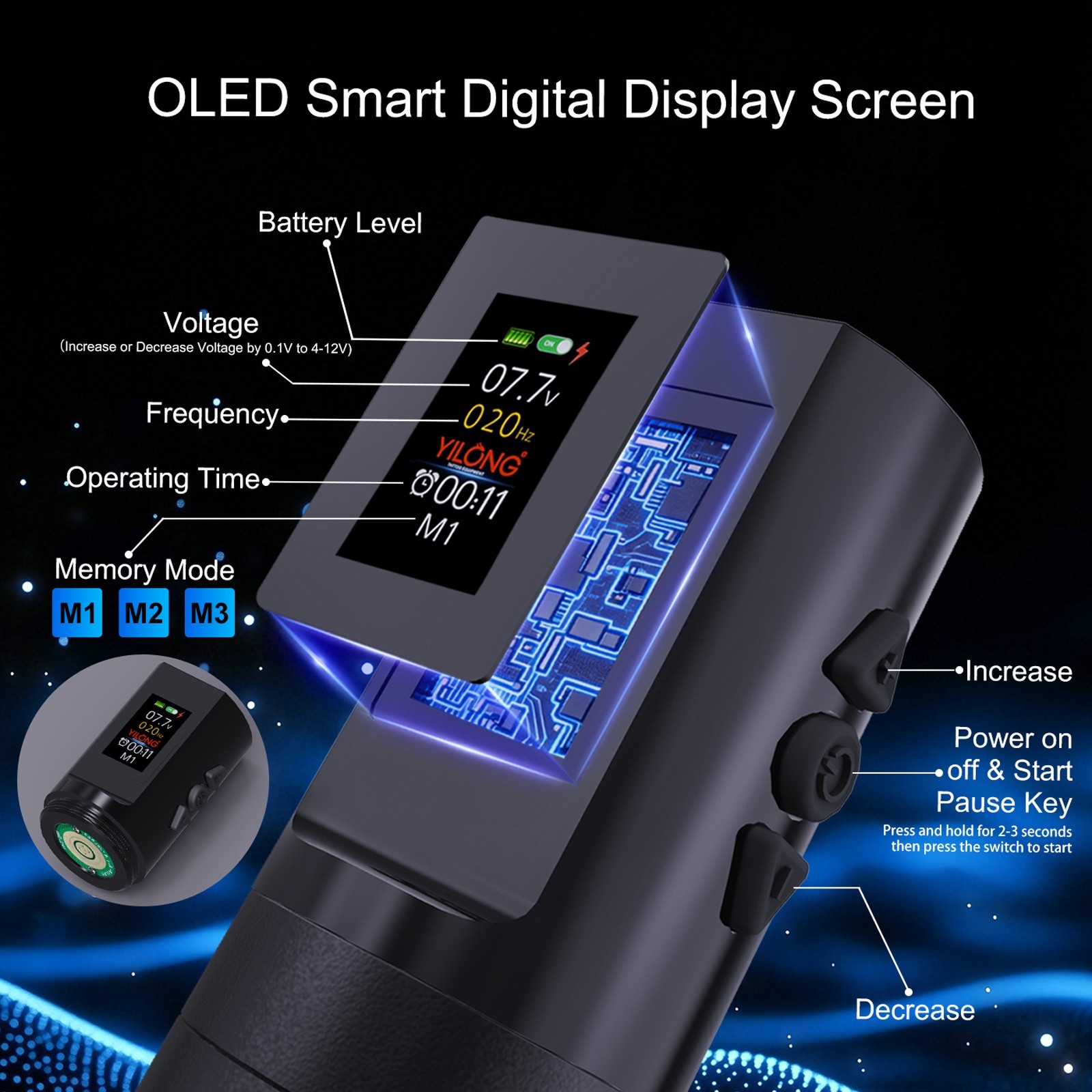 Wireless Rotary Tattoo Pen Machine Complete Kit with Ink Needles Transfer Paper