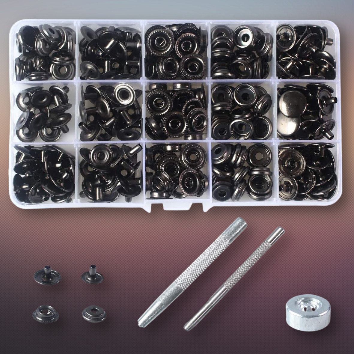 70 Sets 15mm 5/8 Heavy Duty Snap Fasteners Kit Metal Snaps for Leather Craft