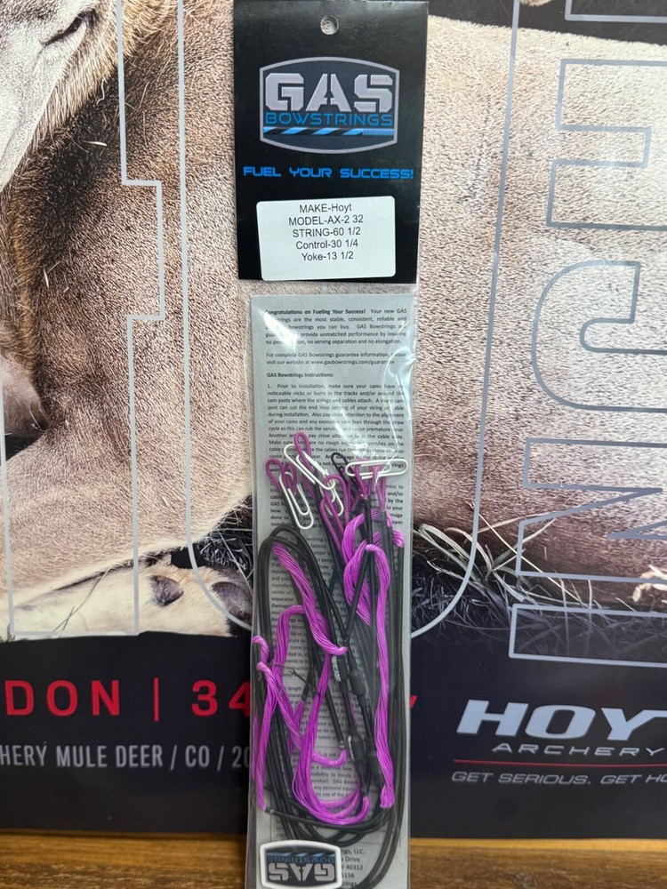 Gas Bowstrings Hoyt AX-2 32 All Flo Purple Strings AX2 32 Bow String Set