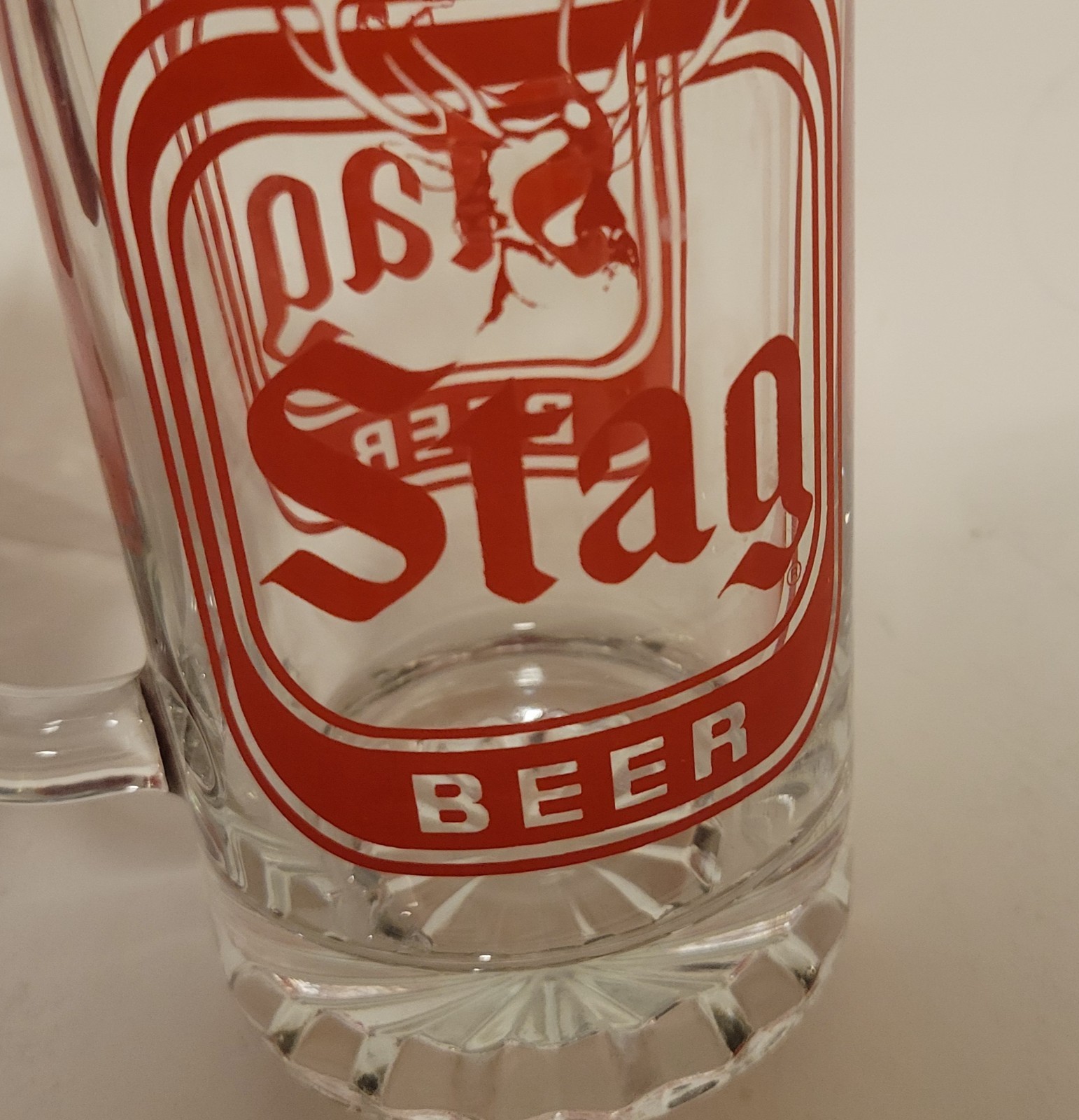 Stag Beer Glass Beer Mug Double Sided Breweriana Vintage