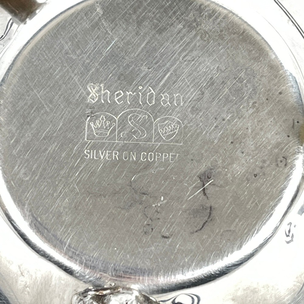 Sheridan Silver on Copper Footed Creamer Pitcher Etched Melon Design