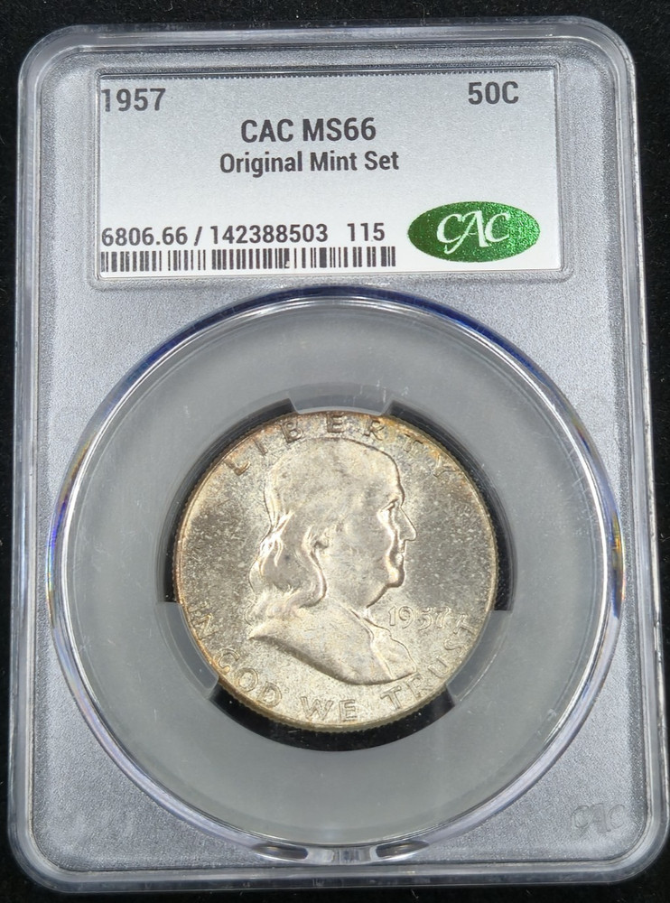 1957 Ben Franklin Half Dollar CAC MS66