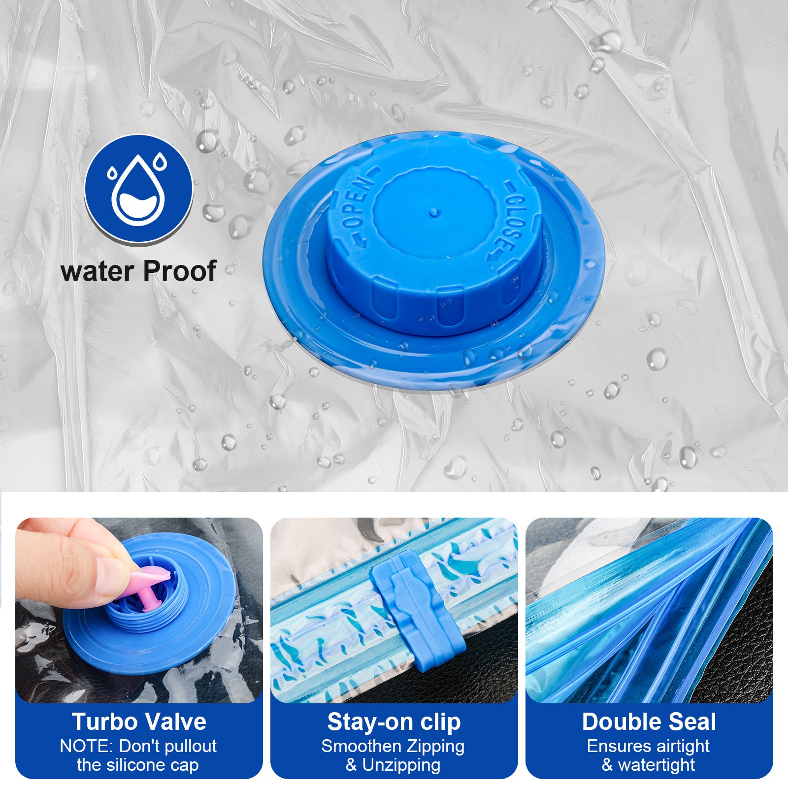 15PCS Vacuum Storage Bags with Hand Pump Space Saver Compression Clothes Luggage