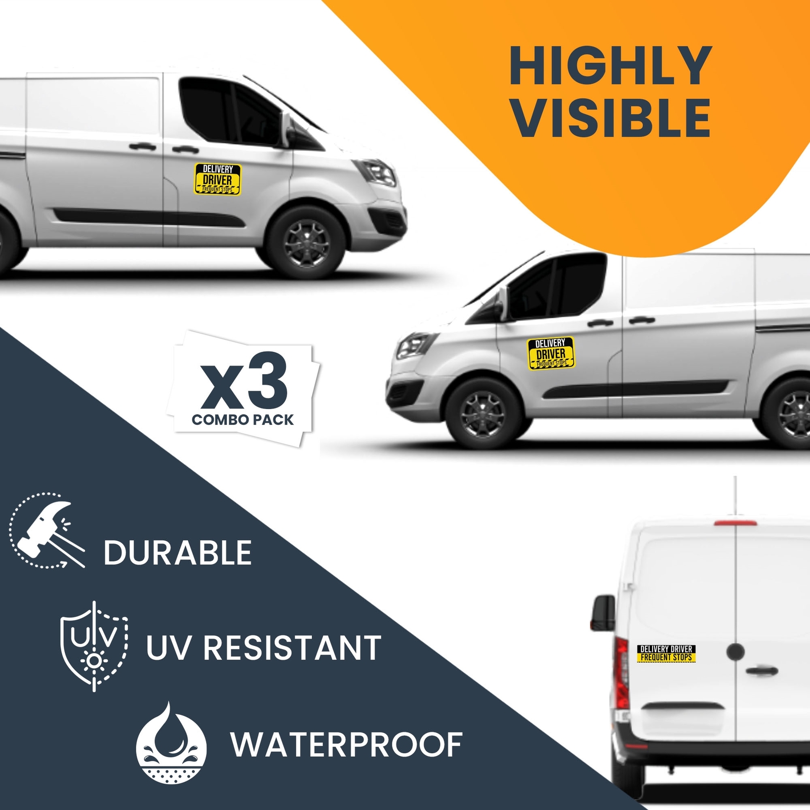 Magnet Me Up Caution Frequent Stops Delivery Driver Magnet Decal for Car, 3 PacK