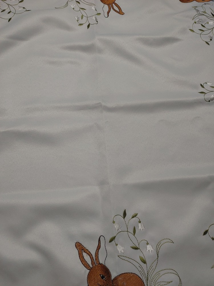 COLLECTIONS INC. Bunny Easter TABLE TABLECLOTH Cutwork & Embroidery 33" Square