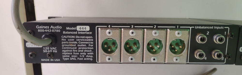 Gaines Audio Set Balanced Line Interface Model 444 & Model 642 W/rack POWERS ON