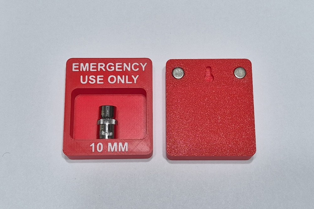 Emergency Use Only 10mm Socket Holder Tool Box Magnet 3/8" 3D Printed
