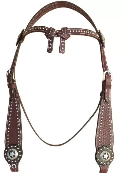 Fancy Headstall With Notted Headband & Basket Tooling.