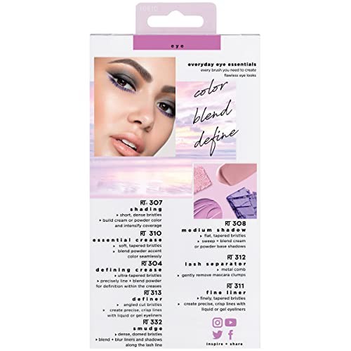 Real Techniques 8 Piece Everyday Eye Essentials Makeup 8 Set, Purple