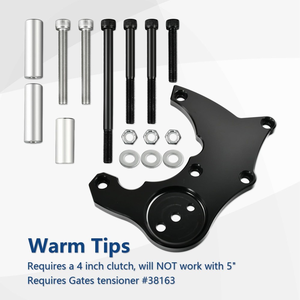 R4 AC Compressor Bracket High Mount for LS Engines LS1 LS2 LS3 LS6 Black