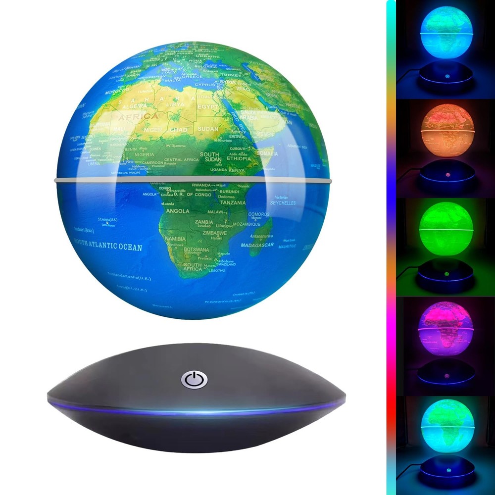 Magnetic Levitating Floating Globe with LED Light, 16 Colors Cool Tech Gadget...