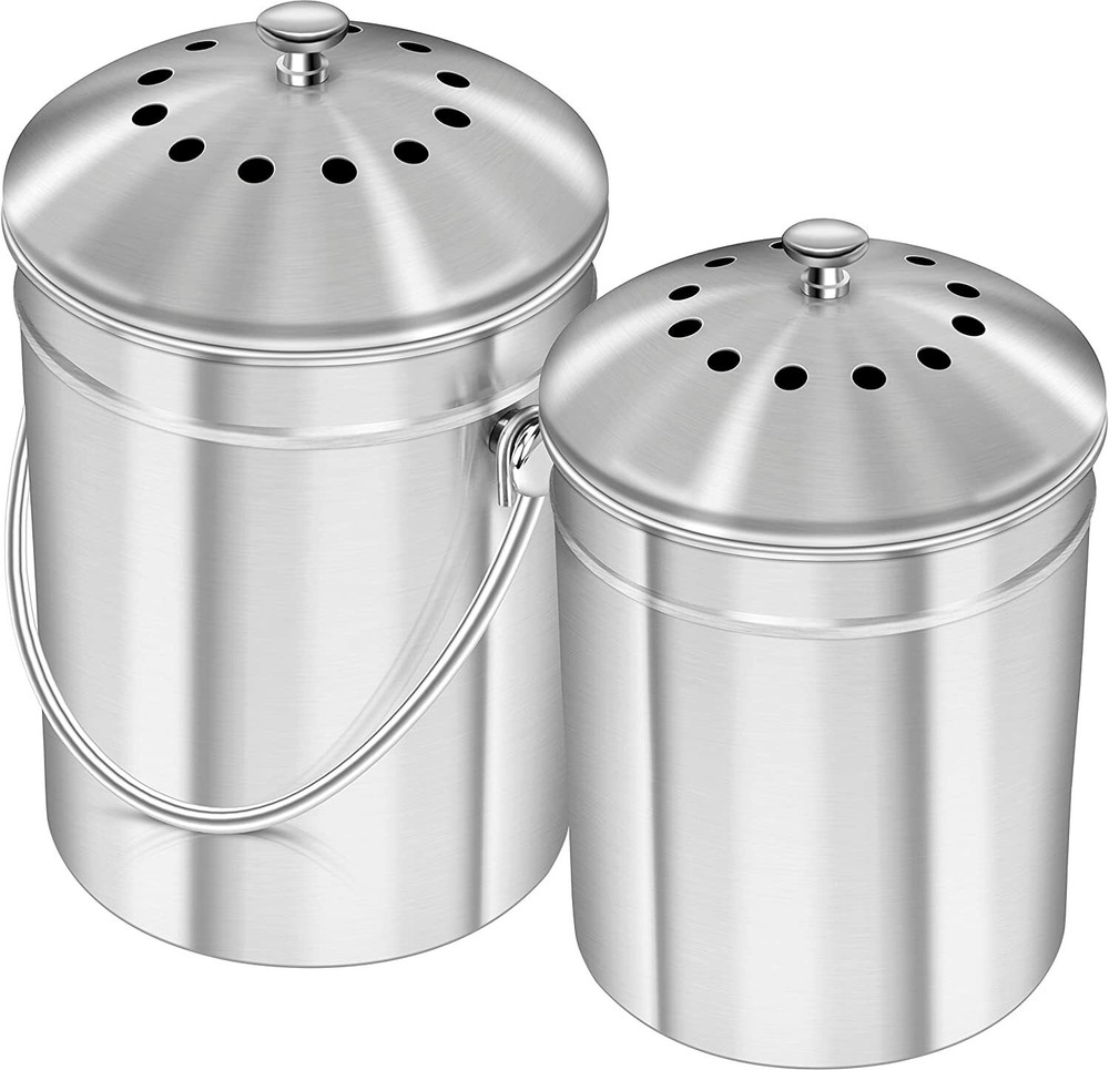 Compost Bin with Lid and 1.3 Gallon Compose Spare Charcoal Filter Utopia Kitchen