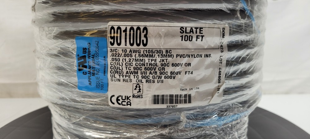 (100FT) Alpha Wire Xtra-Guard Flex Cable Wire TPE 901003 10AWG 3CON