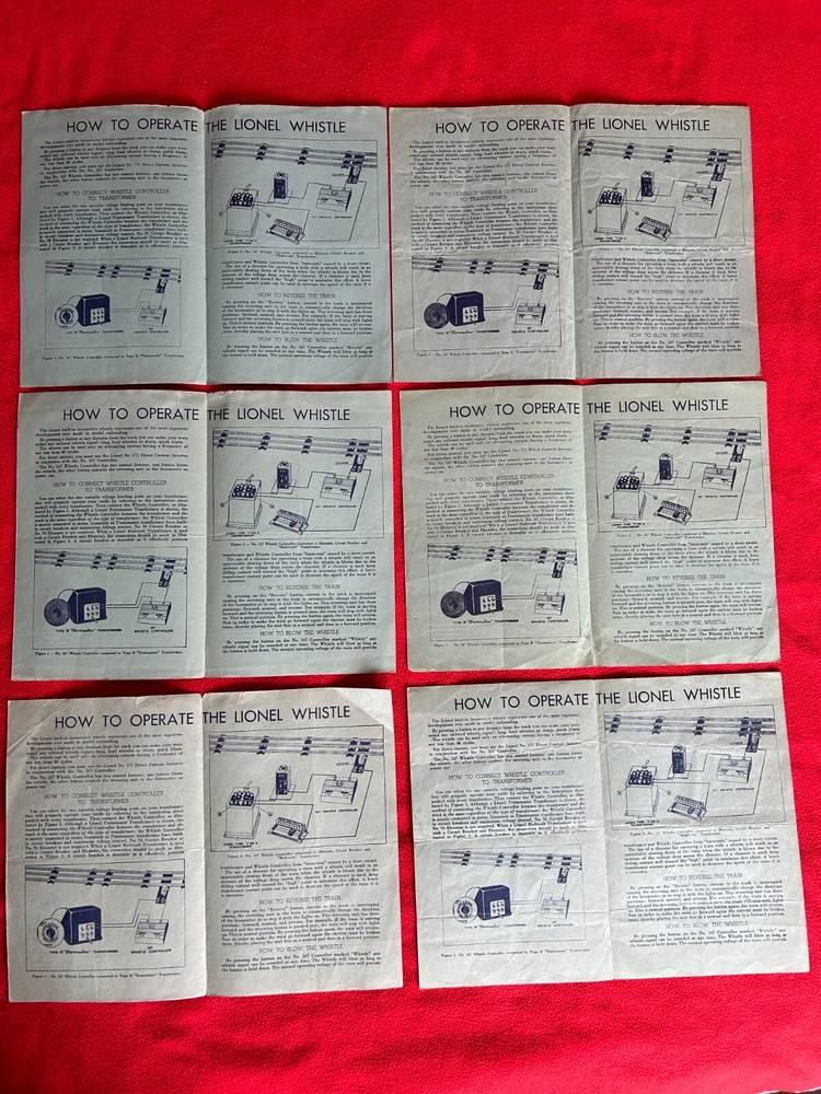 C7 LIONEL POSTWAR #167 WHISTLE CONTROLLER OPERATING INSTRUCTIONS 1946