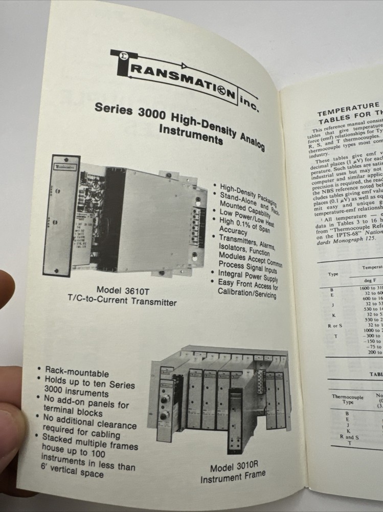 1978 Transmation Thermocouple Tables T1