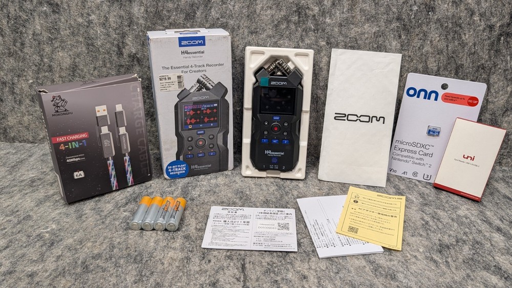 Zoom H4essential Handy Recorder 32-Bit Float 4-Track Handheld Digital Bundle