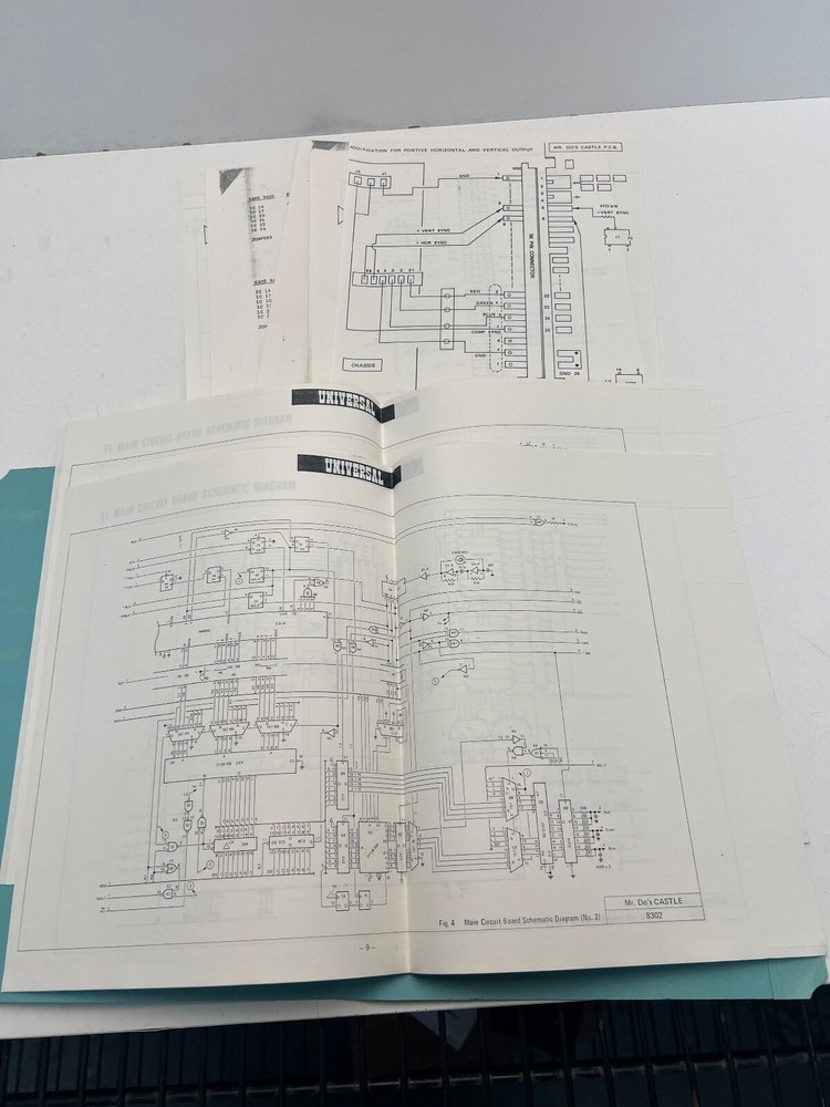 Universal: Mr. Do's Castle - Distributors Complete Paperwork Set - Schematics