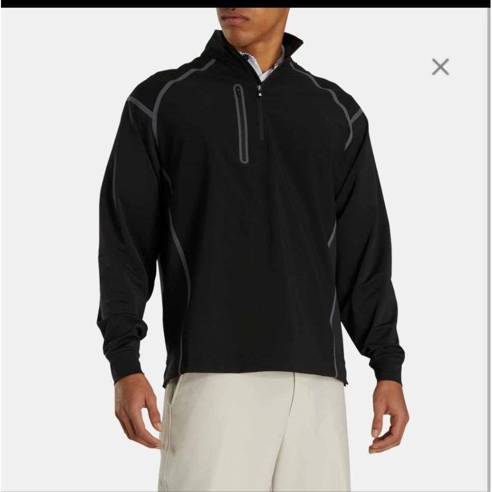 Footjoy Wind Tech Pullover Black Gray XL MidLayer Stretch 1/4 Zip Golf 24770