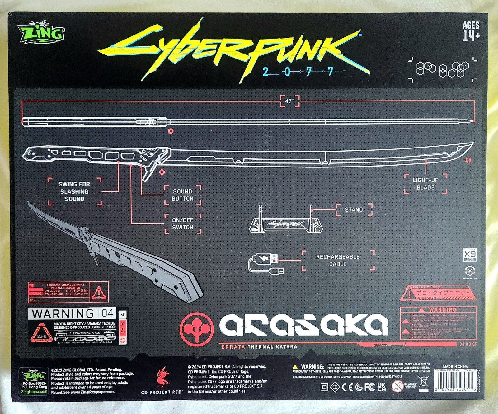 Cyberpunk 2077 Edgerunners Thermal Errata Katana LED Sword Official Replica NEW