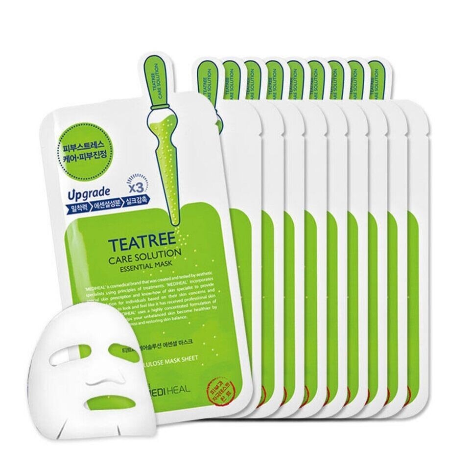 MEDIHEAL Tea Tree Essential Mask 10-PACK (WITH or WITHOUT Box) Exp 2024/02.