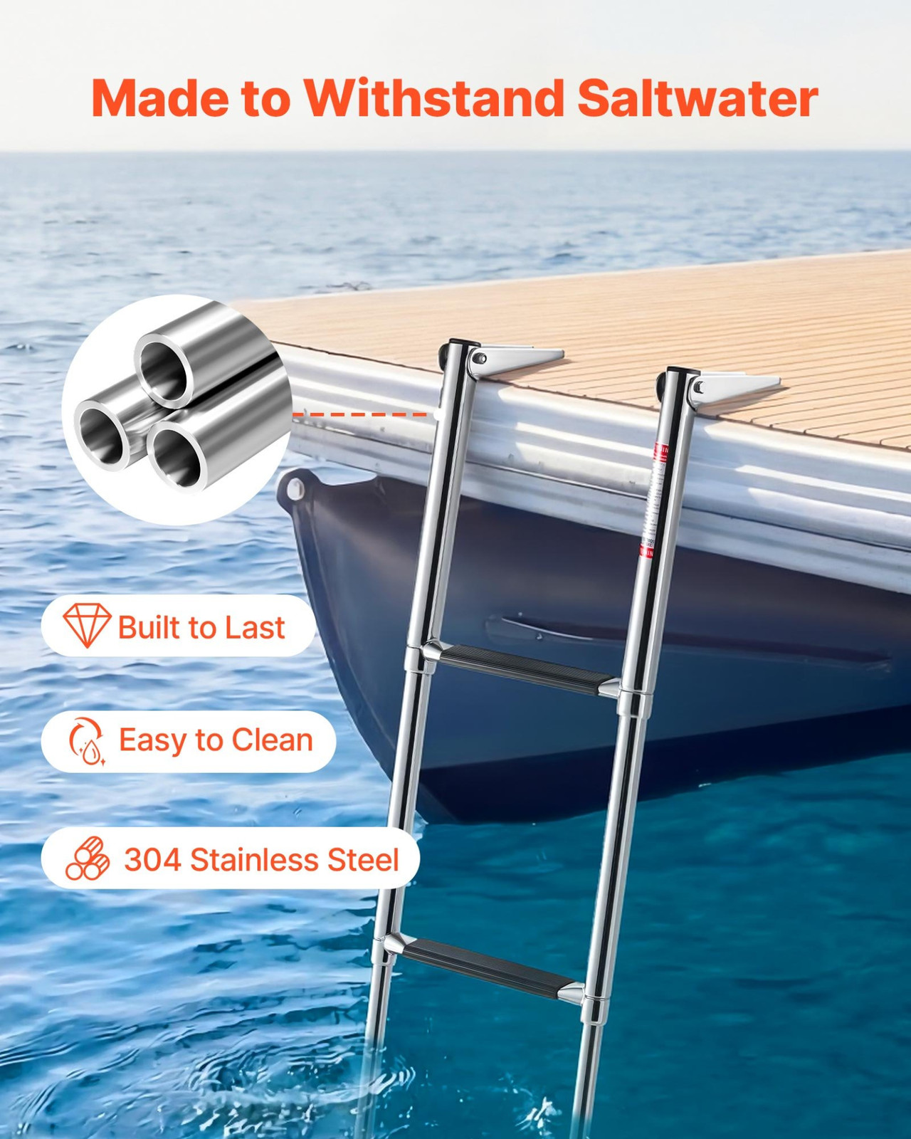 Boat Ladder, 4 Steps, Pontoon Boats