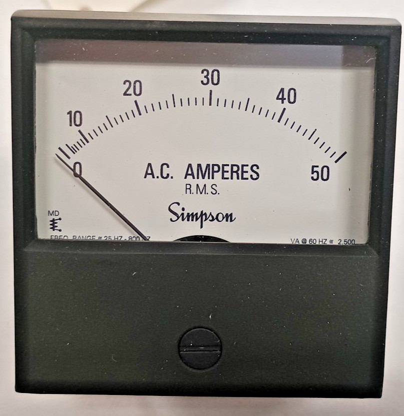 Simpson 17673 Analog Panel Meter Black Knife-Edge Pointer AC