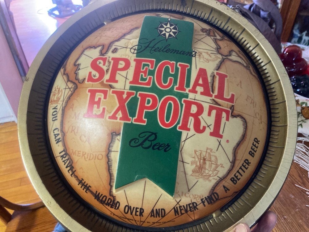 Special Export lighted hanging wall sign. Half a globe 1975 - 15" diameter