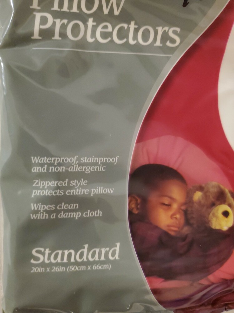 New Bedding Basics Vinyl Pillow Protector Standard Size 2 Pack