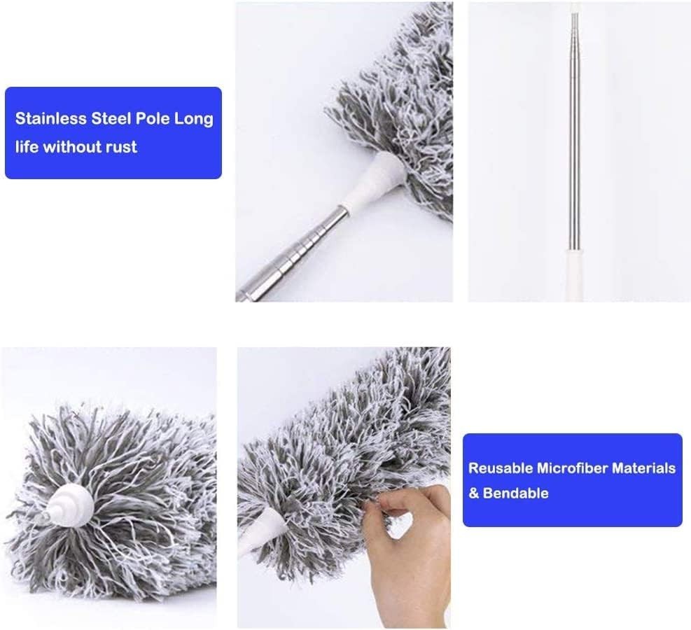 100-Inch Telescoping Microfiber Duster with Flexible Head for Safe High Cleaning