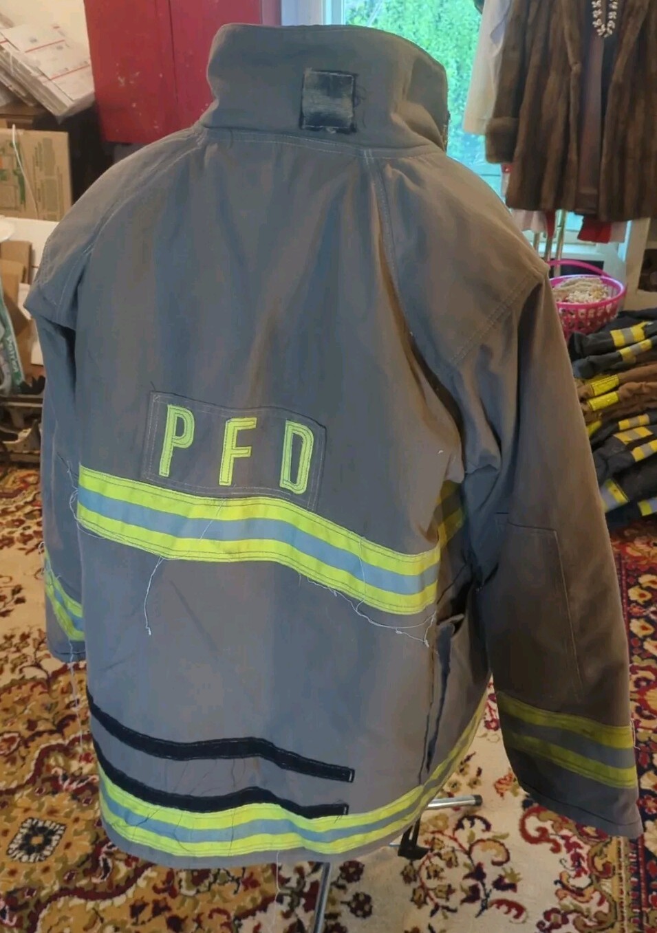 Vintage Retired Firefighter Turnout JACKET FIRE COAT USED 48 X 32