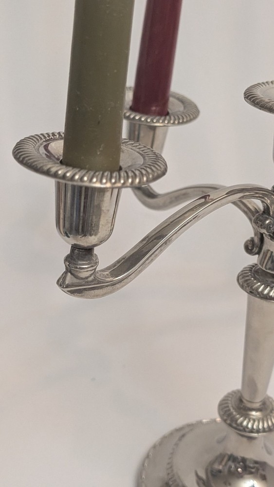 Vintage Silver Plate Adjustable Five Arm Candelabra