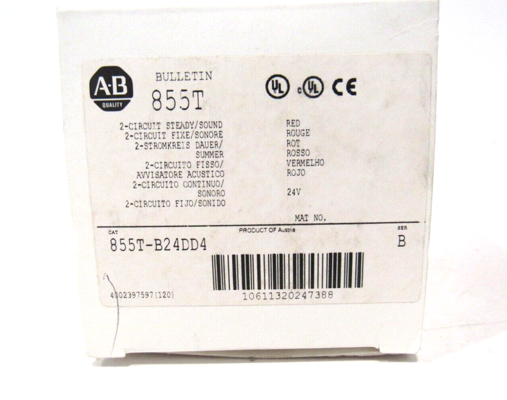 NEW ALLEN BRADLEY 855T-B24DD4 STACK LIGHT SER.B 855TB24DD4