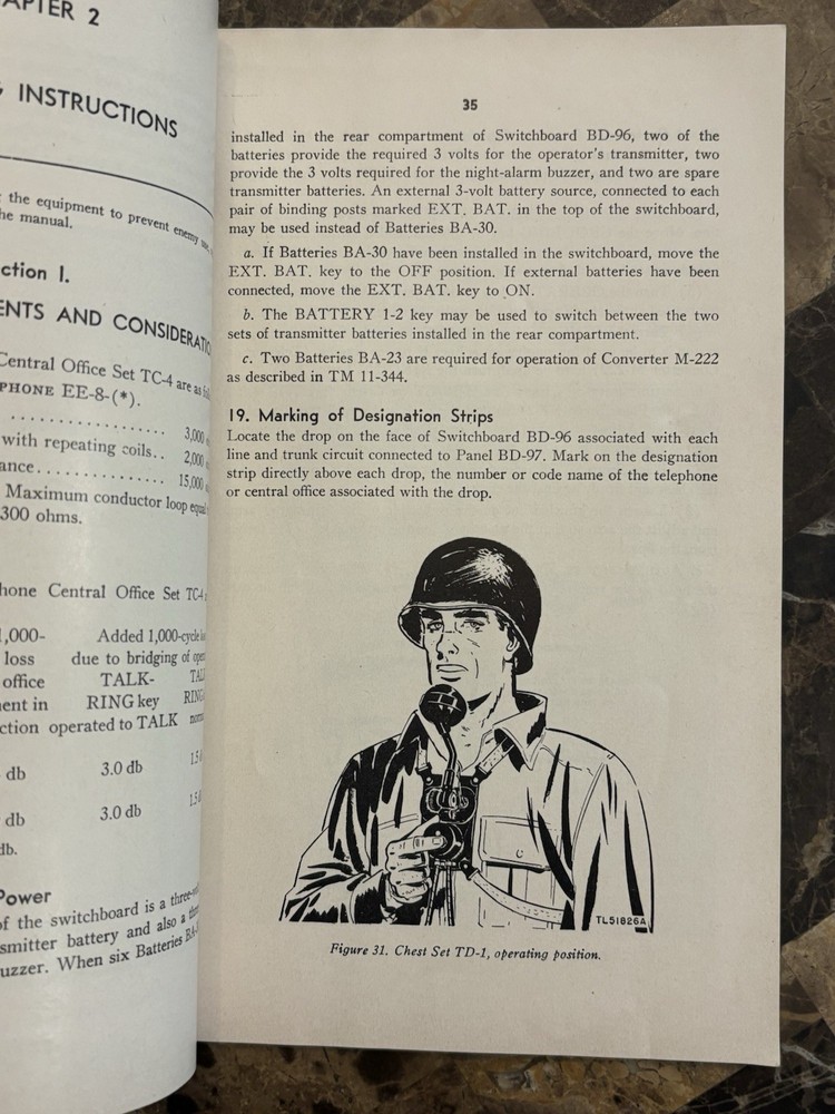 WWII WAR DEPARTMENT TECHNICAL GUIDE TELEPHONE CENTRAL OFFICE SET TC-4