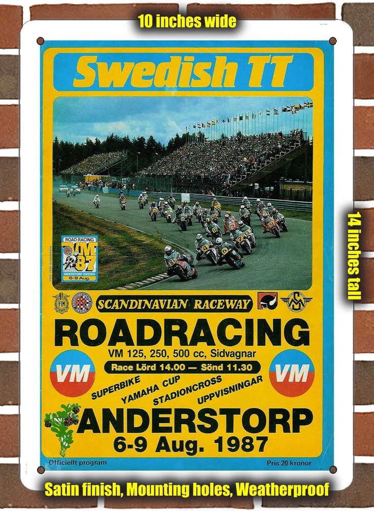 Metal Sign - 1987 Anderstorp Raceway Racing Program - 10x14 inches