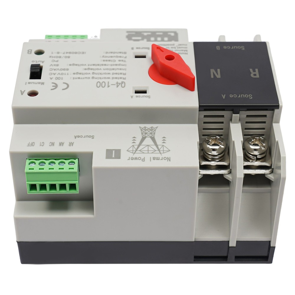 Automatic Transfer Switch 2P 100A Generator Changeover Switch Dual-Power NEW!