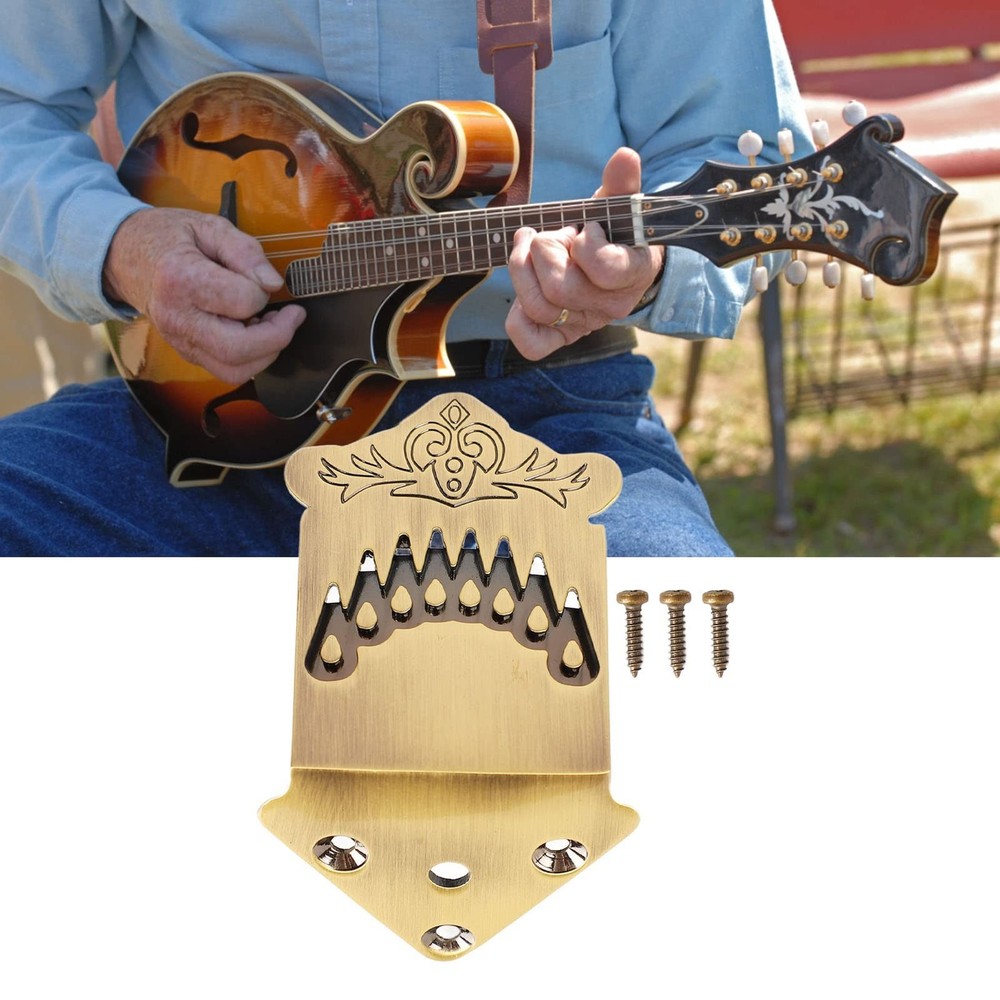 8 String Mandolin Tailpiece Metal Feather Pattern Replacement Part for Arched...