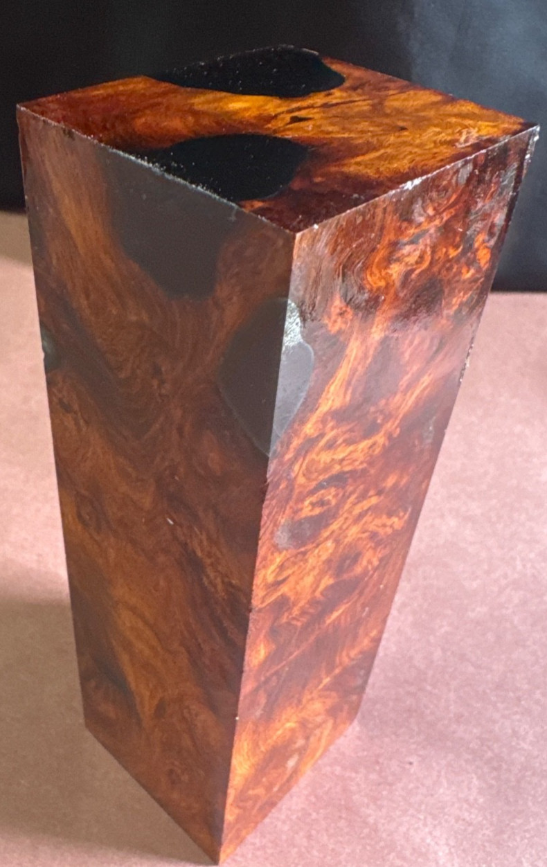 STABILIZED HYBRID AFZELIA BURL,KNIFE SCALE TOOL HANDLE,PENBLANKS,WOOD CARVING