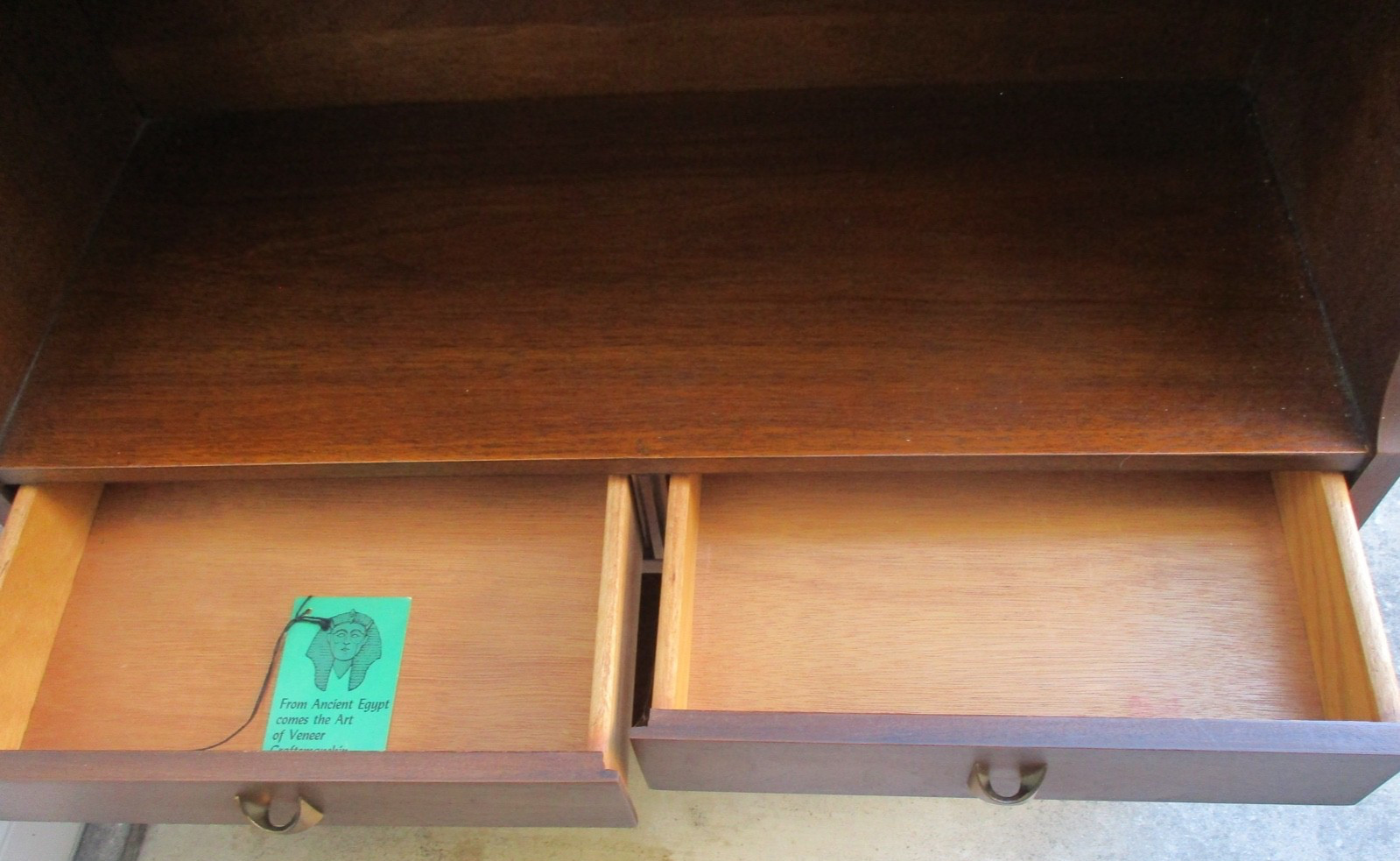 Broyhill Brasilia 1962 Mid Century 2 Drawer/1 Shelf Wood & Brass Bookcases Set/2