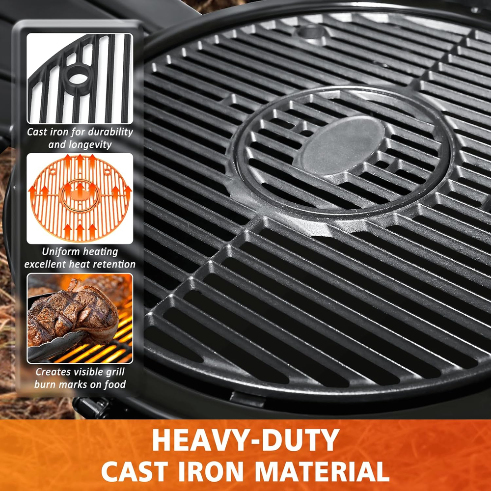 Grill Grate BBQ Cooking Grid 19.5" Round Cast Iron Universal Grates Replacement