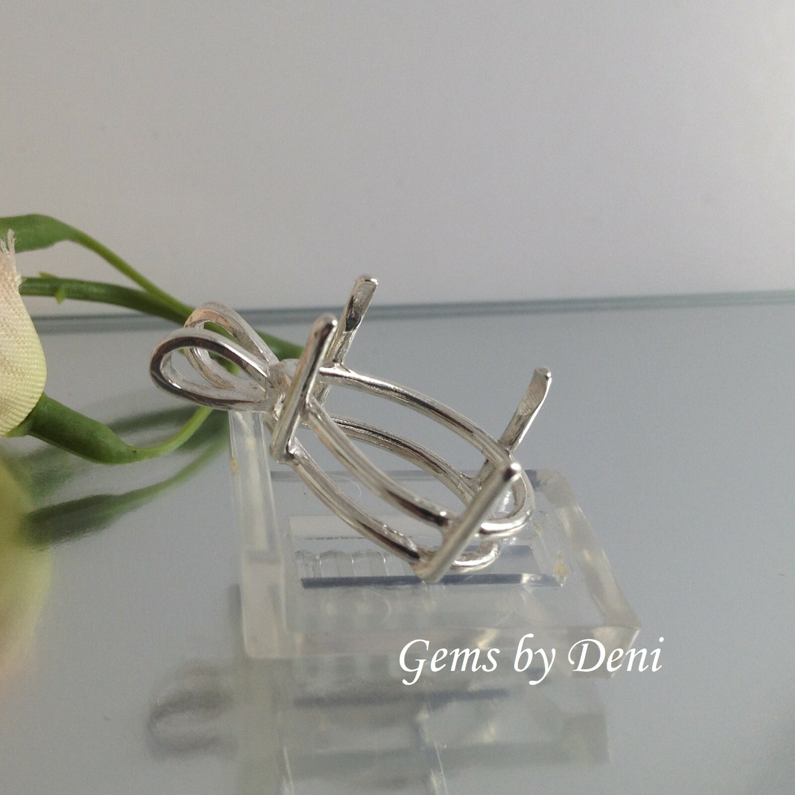 Solid Sterling Silver Pear Cast Wire Pre-Notched Pendant Setting (5x3mm-30x22mm)