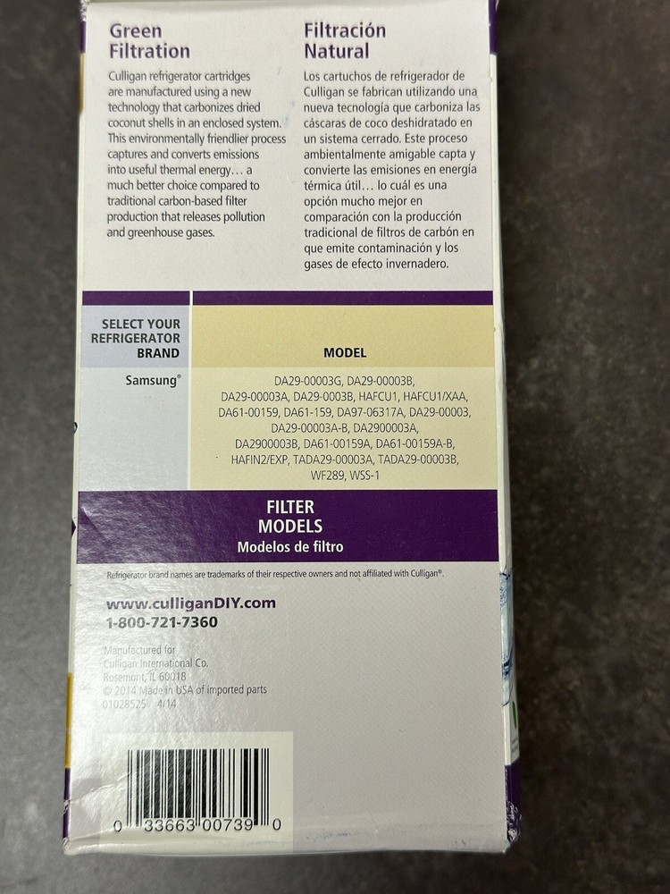 Culligan RF-S1A Refrigerator Replacement Filter Cartridge