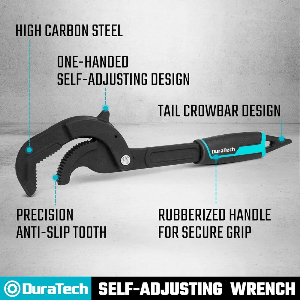 DURATECH Multi-function Adjustable Pipe Wrench Set, 2-Piece, Quick Self-Adjustin