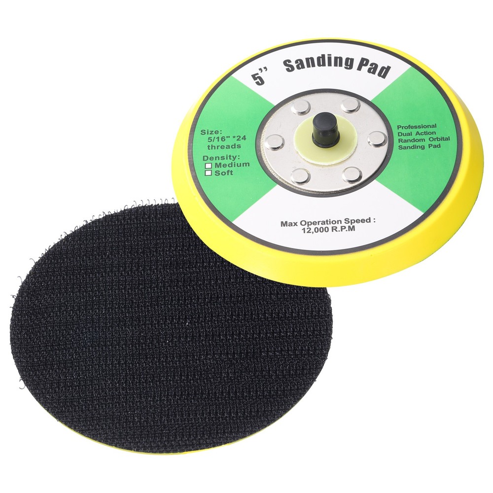 5" Hook and Loop Backing Sanding Pads with 5/16"-24 Thread, Y + B 5Pcs