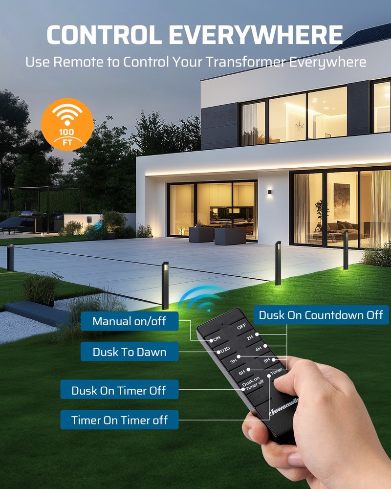 DEWENWILS 200W Low Voltage Transformer, Photocell & Timer, Landscape Lighting