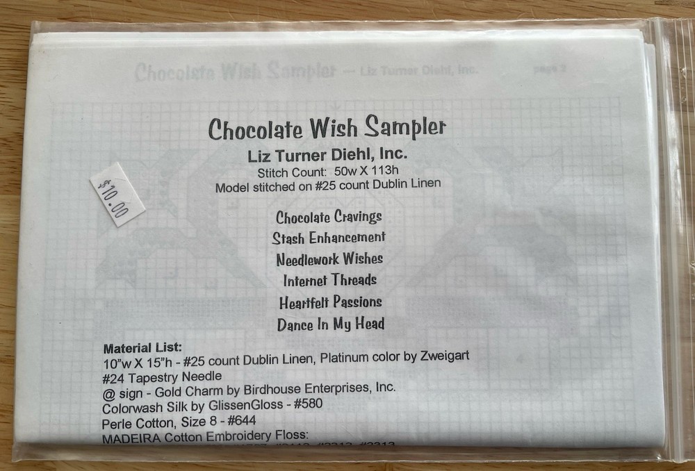 CHOCOLATE WISH SAMPLER Needlework Pattern & Charm ~ By Liz Turner Diehl