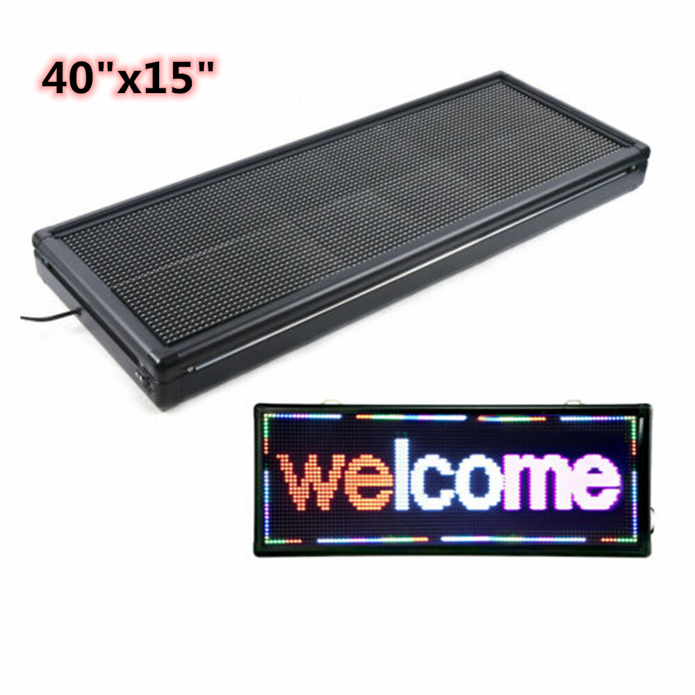 LED Sign 40"x15" 3Color Programmable Scrolling Message Display Board Advertising