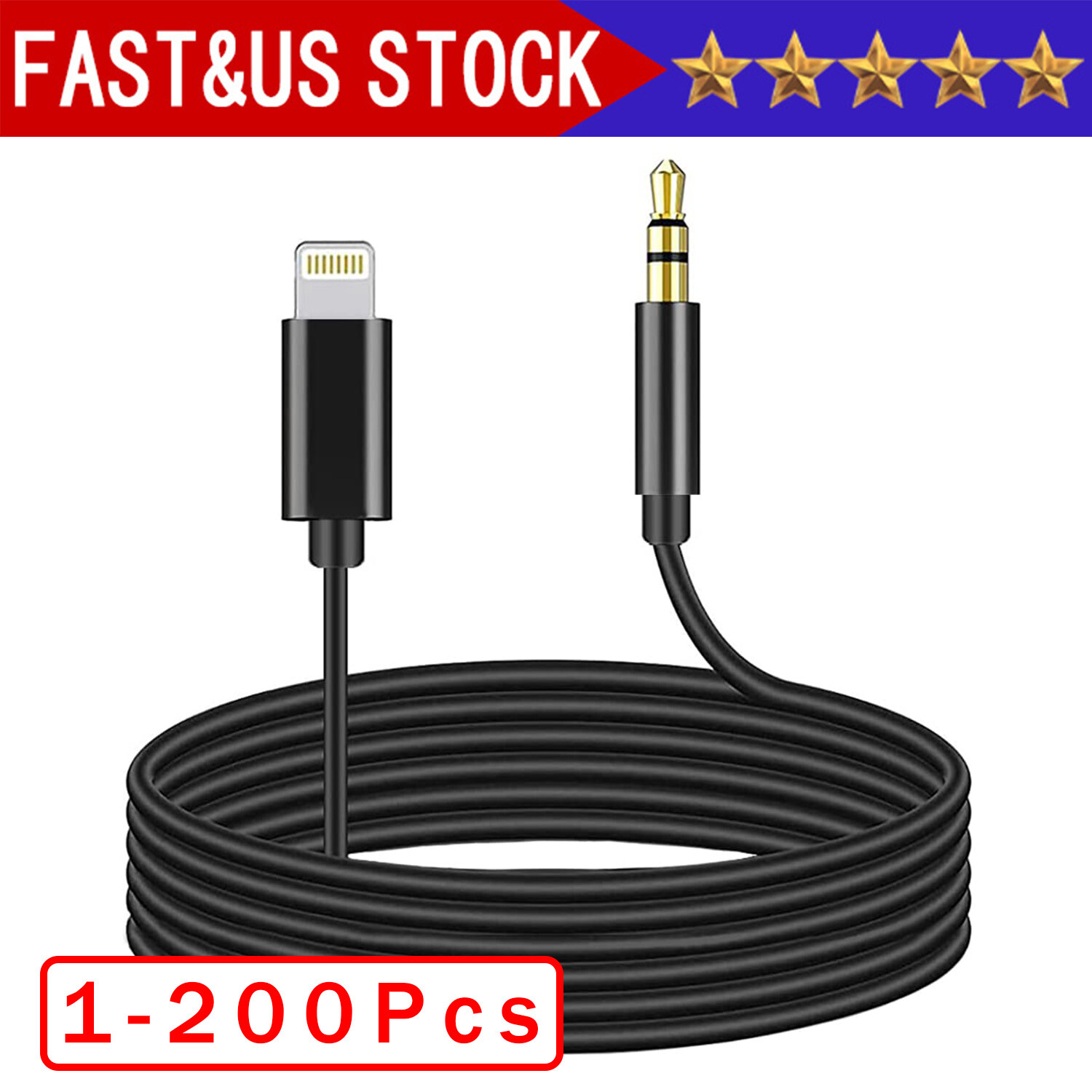 IPhone 7 8 X XR 11 12 13 Pro Max 8 Pin to 3.5mm AUX Audio Car Adapter Cord Lot