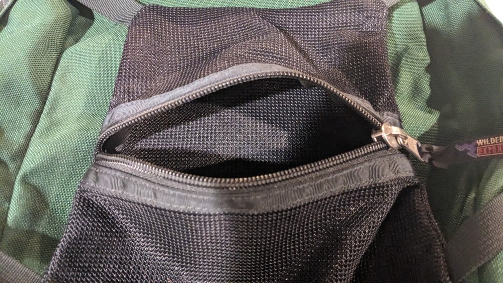 Vintage Wilderness Experience Backpack Green Canvas Zip